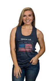 Nine Line American Flag Schematic womens tank top in navy from front